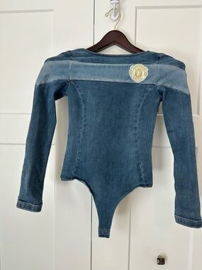 True Religion Blue Denim Long-Sleeve Baby One-Piece Bodysuit